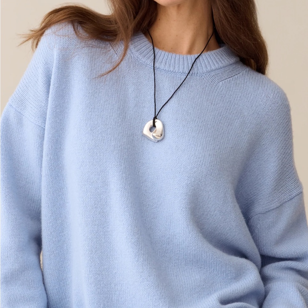 Light Blue Knit Sweater - Carra Nacy Marino Wool, xs